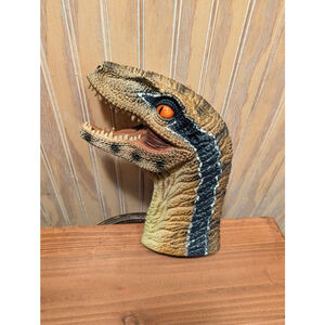 Children's Green Brown Velociraptor Dinosaur Puppet